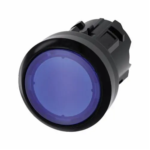 Siemens 3SU10010AB500AA0 Illuminated Pushbutton, Momentary, Blue, Flush, 3SU1 Series
