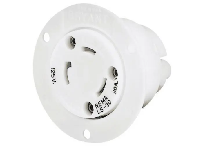 Bryant 70530ER Flanged Receptacle 30A 125V L5-30R