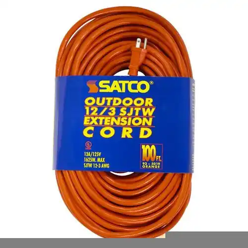 Satco 93-5019 100 FT 12/3 SJTW Orange Cord