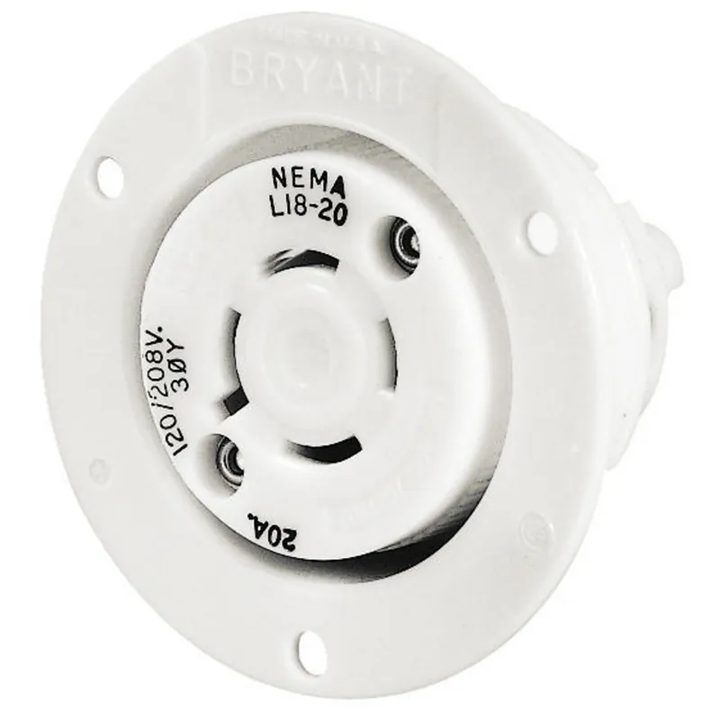 Bryant 71820ER Flanged Receptacle 20A 3-Phase Wye 120/208V AC L18-20R
