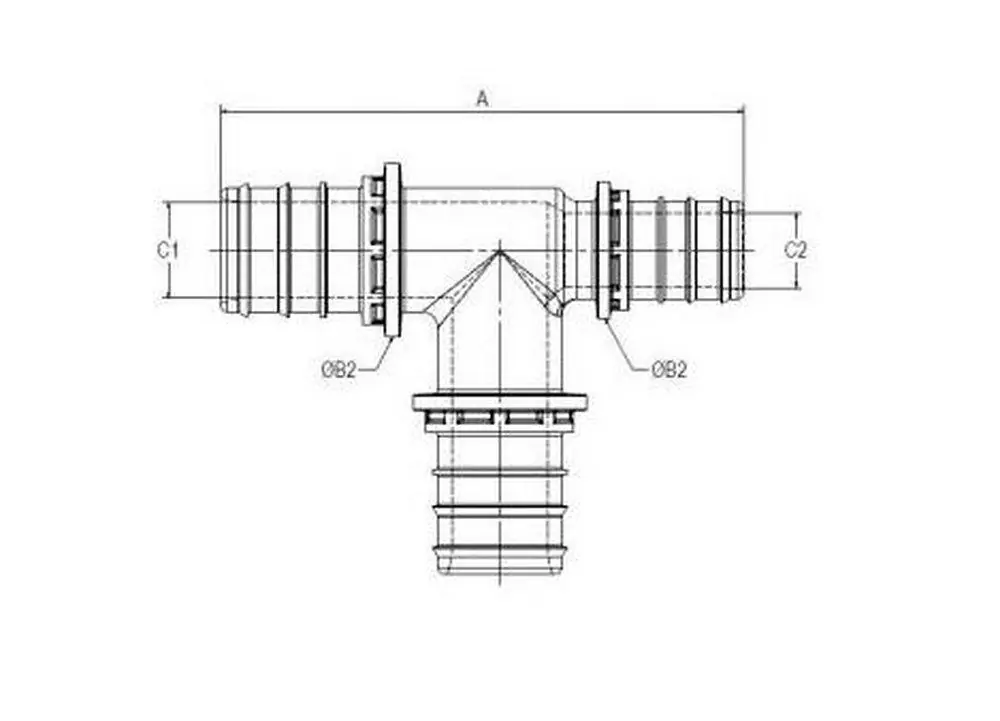 Rehau 104842-001 Poly EVERLOC+ Tee 1 inches x 3/4 inches x 1 inches