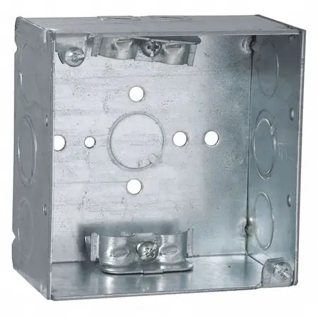 Raco 242 Box, 4 sq, 2-1/8 dp, nm-clmp 1/2-3/4 tko