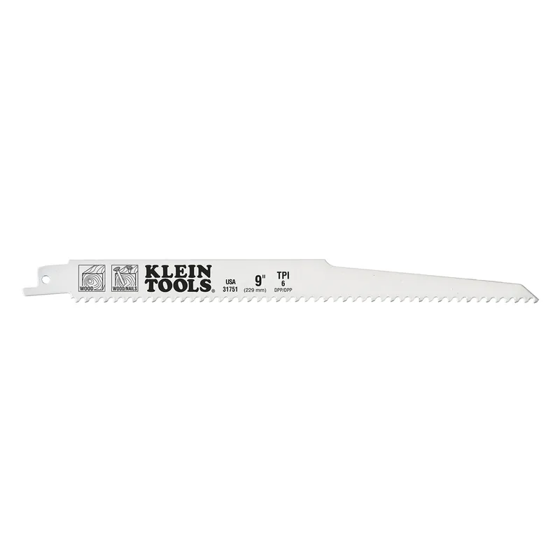Klein Tools 31751 Reciprocating Saw Blades 6 TPI 9-Inch 5-Pack