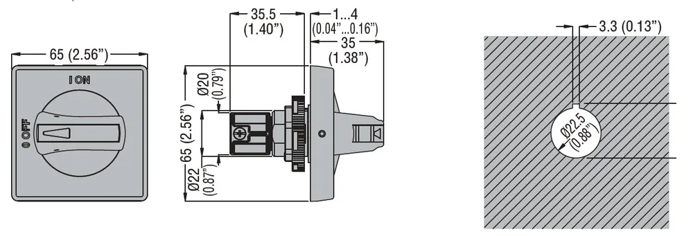Lovato GAX64B Door-Coupling Handle Padlockable