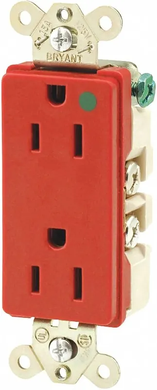 Bryant 9200RED Hospital Grade Receptacle 15 A, 125V AC, 5-15R