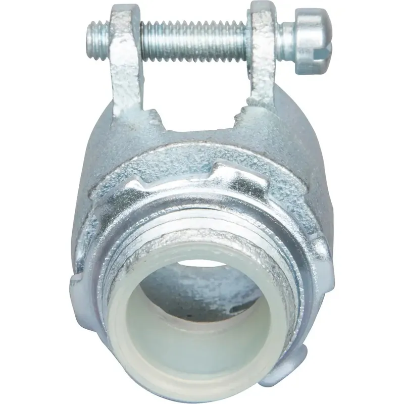 Topaz 151MI 1/2 inches BX Flex Connector Straight Squeeze Type with Insulated Throat Malleable Iron