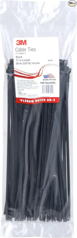 3M CT11BK50-C 11 inches Black 50lb Cable Tie (100/Bag)