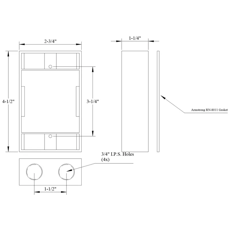 Mulberry Metal Products 30287 1-Gang Take Off Box 4-Hole 3/4 inches