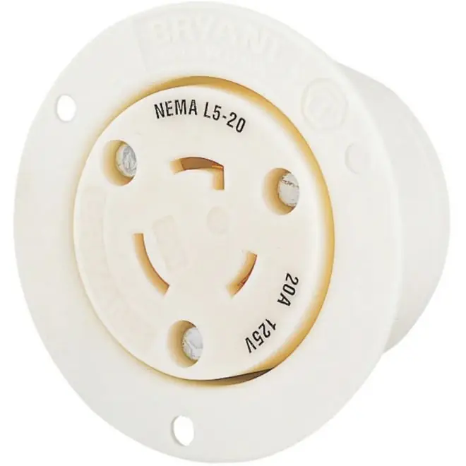 Bryant 70520ER Flanged Receptacle 20A 125V L5-20R