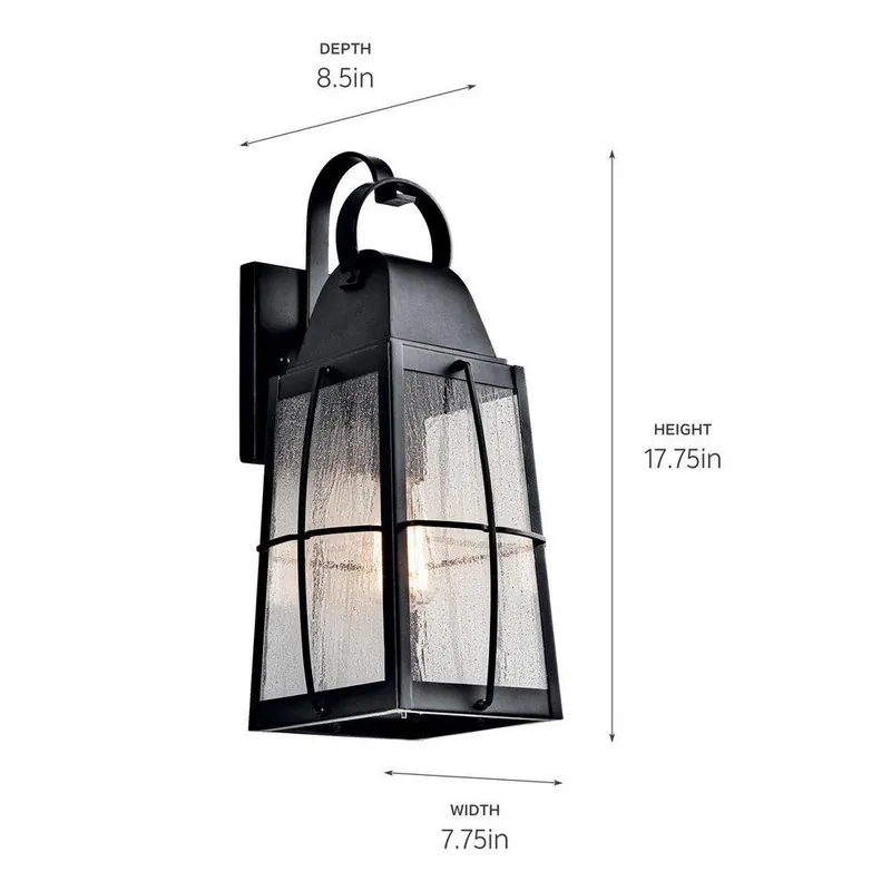 Kichler Lighting 49553BKT Tolerand 1-Light Outdoor Wall Light 100W