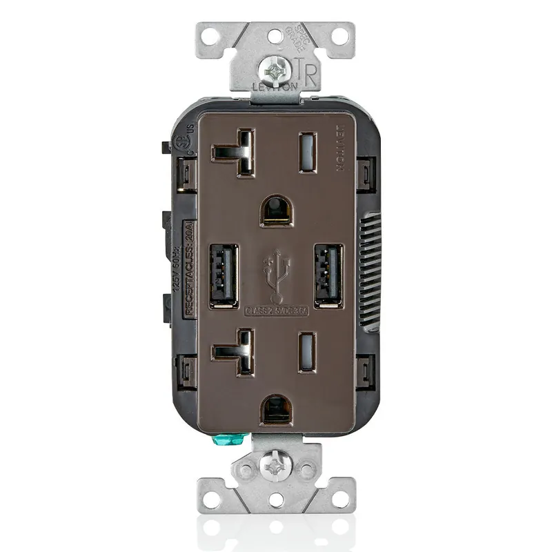 Leviton T5832-B BR Combi Dup Rec/Usb Charger 20A125V
