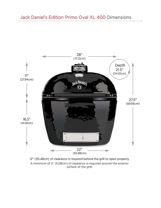 Primo PGCXLHJ Jack Daniels Edition Oval XL 400 Ceramic Kamado Grill