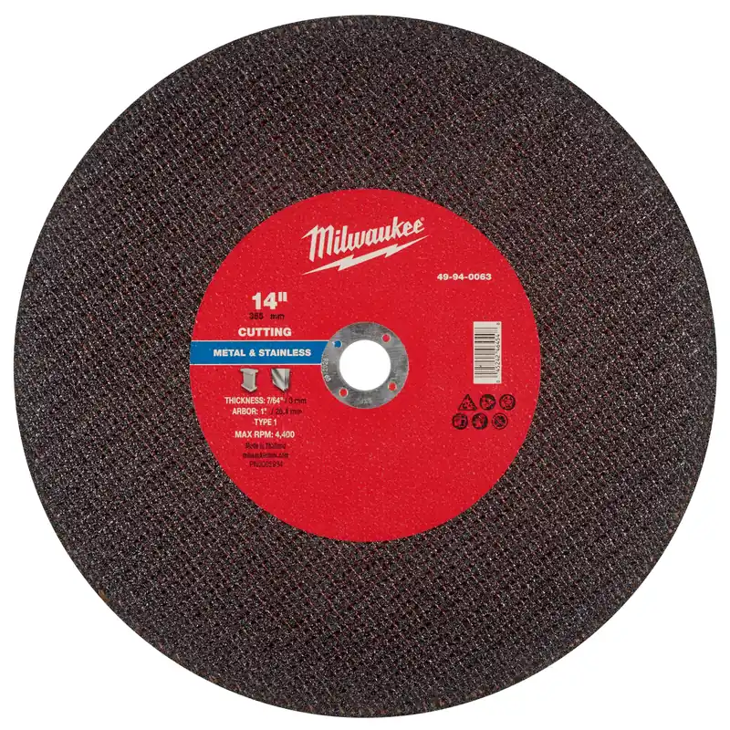 Milwaukee 49-94-0063 Metal Cut Off Wheel 14 inches x 7/64 inches x 1 inches Type 1