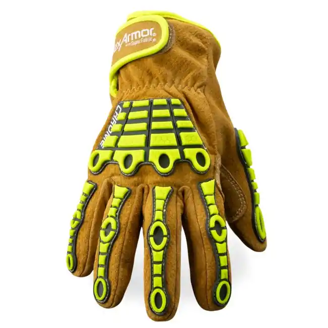 Hexarmor 4090imp-l (9) chrome series ironhide leather and tpr cut resistant gloves large