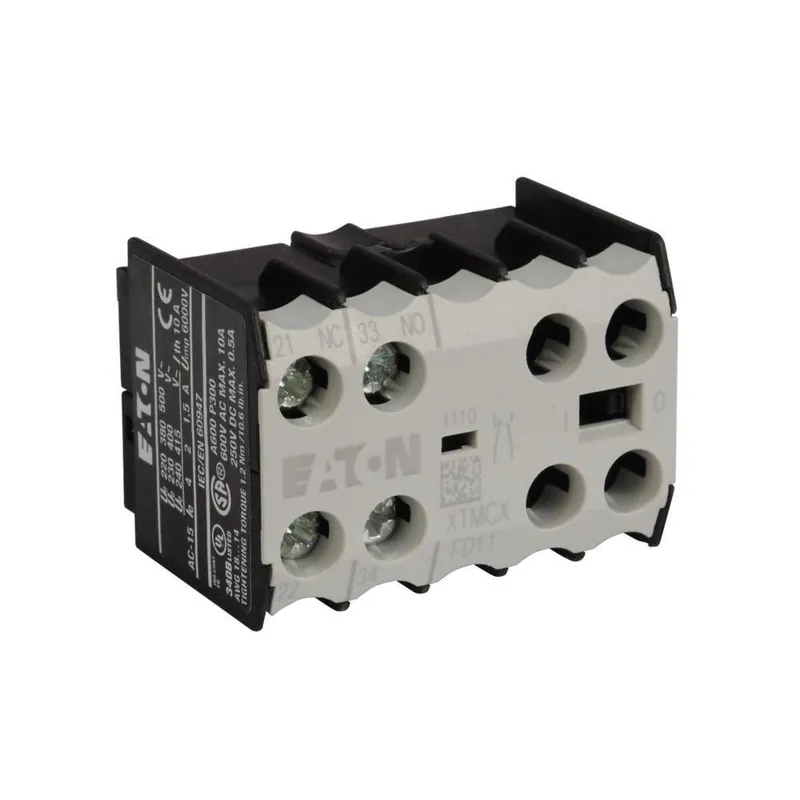 Eaton XTMCXFD11 XT Series 2-Pole Type XTMCX Auxiliary Contact 600 VAC, 10 A, 1NO-1NC Contacts