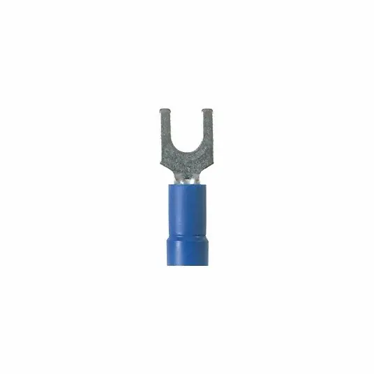 Panduit PV14-8F-M Fork Terminal, Vinyl Insulated 16-14 AWG #8 Stud