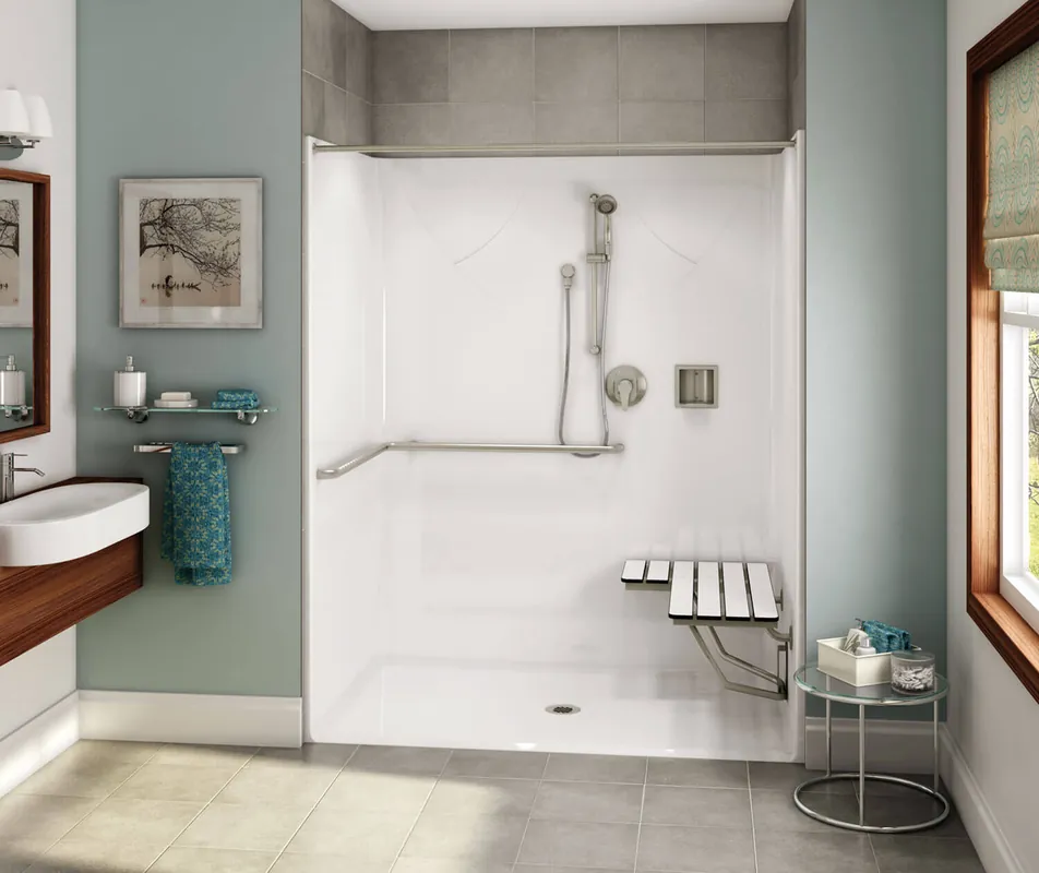 Aker ops-6036-rs Alcove One-piece Shower Ada Seat White