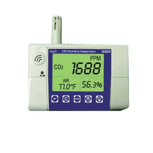 Supco IAQ50 Wall Mounted Air Quality Monitor Carbon Dioxide (CO2)/Temperature/ Humidity