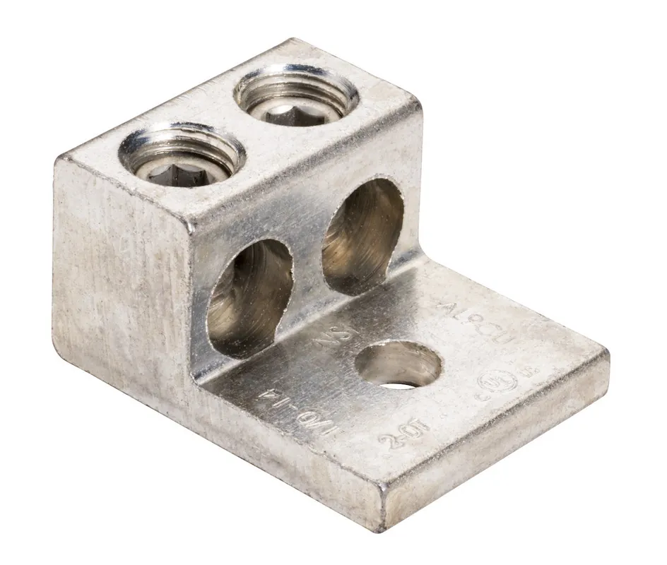 Topaz 2818 Solderless Double Hole Lug, Aluminum, 2 AWG to 600 MCM