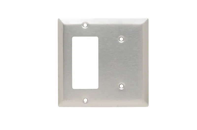 Pass & Seymour SS1426 2-Gang 302/304 Stainless Steel Wall Plate 1 Blank and 1 Decorator