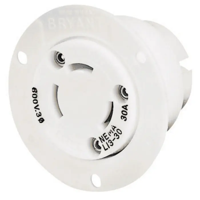 Bryant 71330ER Flanged Receptacle 30A 3-Phase Delta 600V AC L13-30R