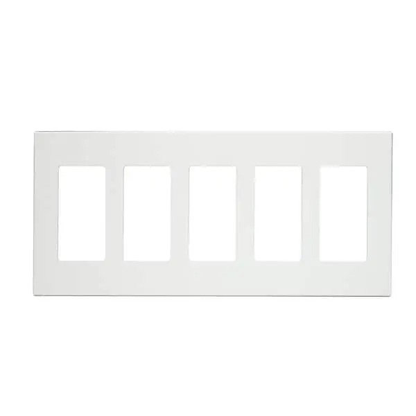 Leviton 80321-SW 5-Gang Decora Plus Screwless Wall Plate