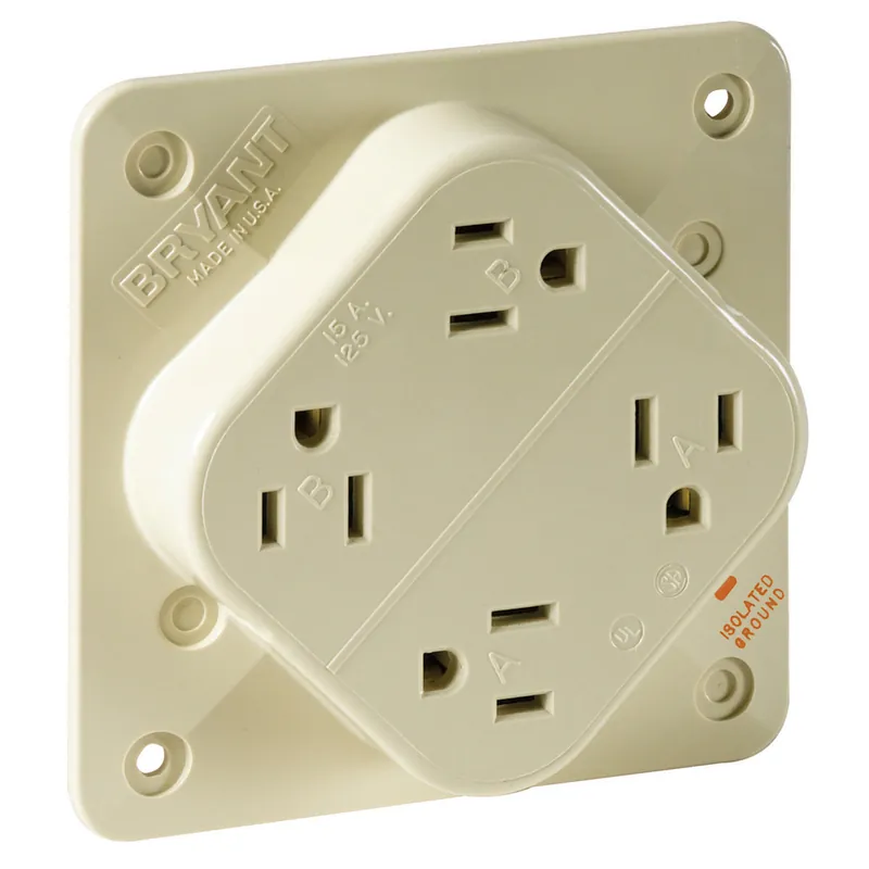 Bryant 1254SIA Quadplex Receptacle Surge Suppression Isolated Ground 15A 125V 5-15R