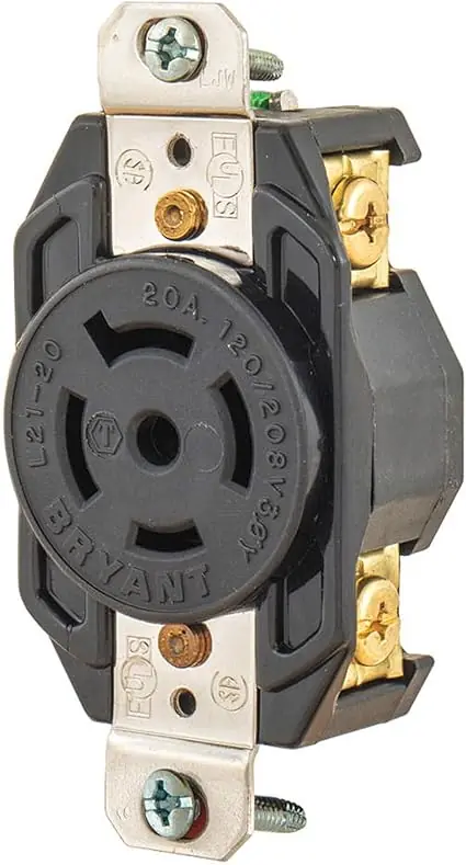 Bryant 72120FR Industrial Grade Locking Receptacle 20 Amp 120/208V AC Nema L21-20R