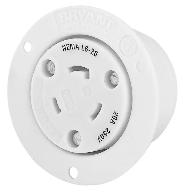 Bryant 70620ER Flanged Receptacle 20A 250V L6-20R
