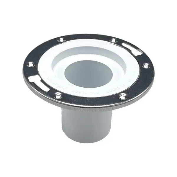 Wal-Rich 1346110 3 inches Insert x 4 inches Long PVC Closet Flange with SS Ring