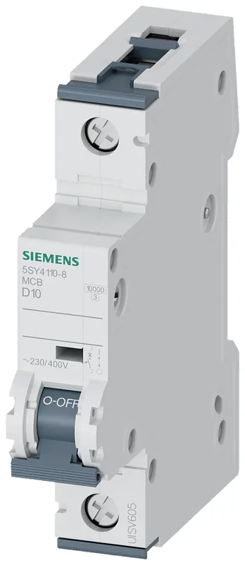 Siemens 5SY4110-8 Circuit Breaker 1-P, 10A, D Curve