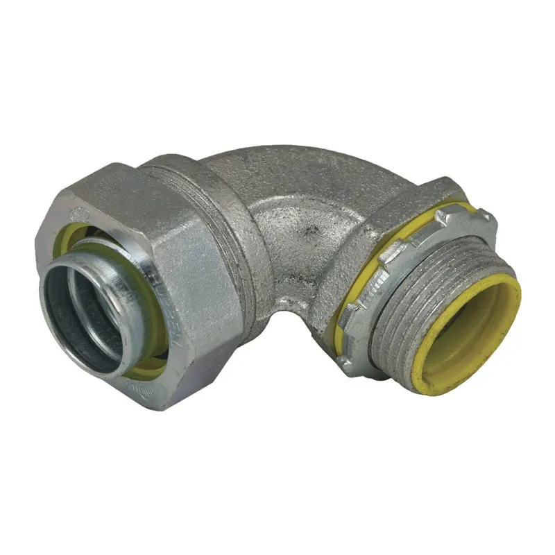 Raco 3542 1/2 in. Liquid-Tight Conduit Insulated 90-Degree Malleable Iron Connector (25-Pack)