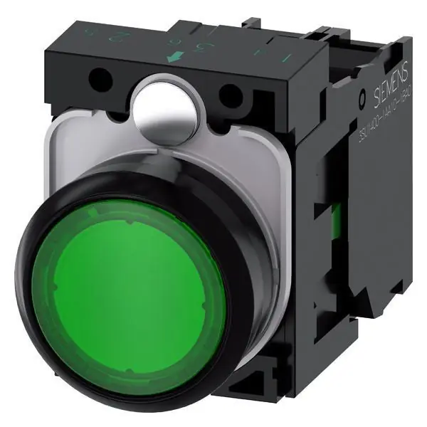 Siemens 3SU11020AB401BA0 Illuminated Pushbutton Momentary Green Flush 22 mm