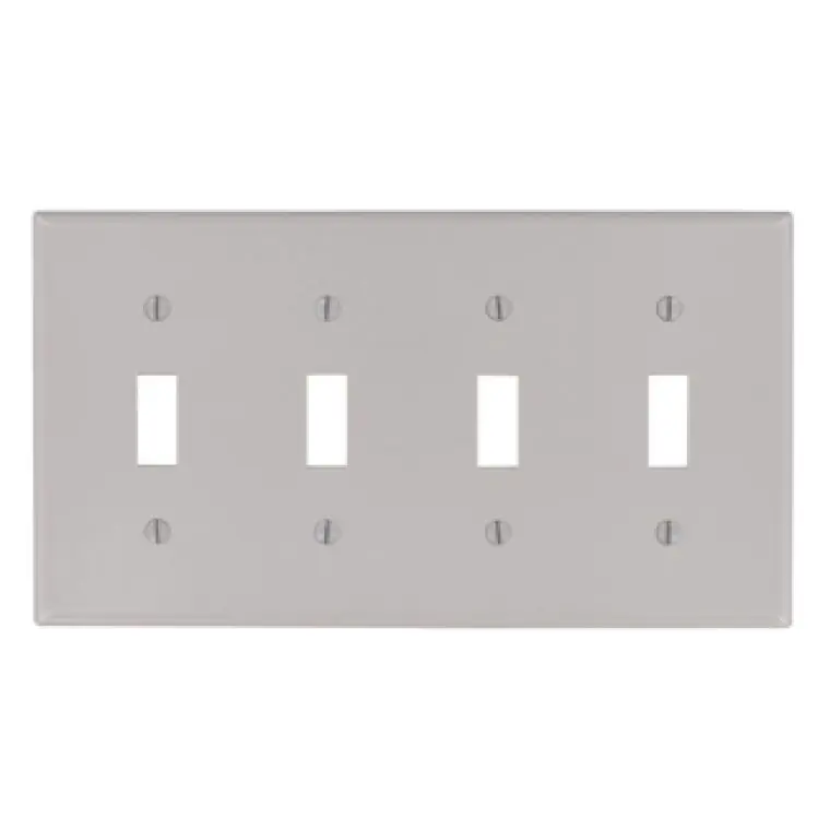 Leviton 87012 4-Gang Toggle Switch Wallplate Standard Size