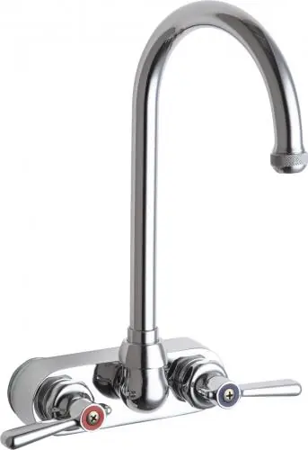 Chicago Faucets 521-GN2AE1ABCP Series Wall-mounted Manual Faucet with 4 inches Centers