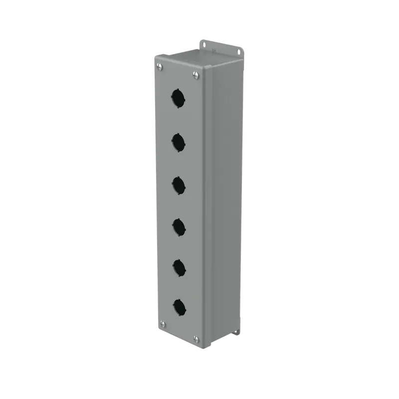 Hoffman E6PBGVL Pushbutton Enclosures Type 12, 6PBx22.5mm, Steel