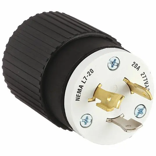 Bryant 70720NP Industrial Grade Locking Plug 2-Pole, 3-Wire, 20 Amp, 277V AC, Nema L7-20P