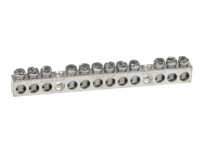 Ilsco NBAS-012-2-A Aluminum Neutral Bar, Dual Rated, 12 Ports