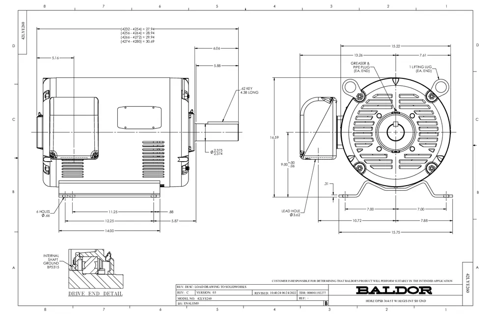 Baldor EM2547T 60 HP 1775 RPM 364T 4278M OPSB F1