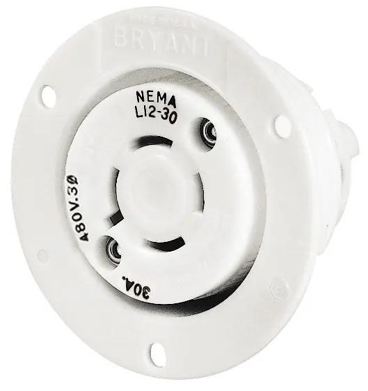 Bryant 71230ER Flanged Receptacle 30A 3-Phase Delta 480V AC L12-30R