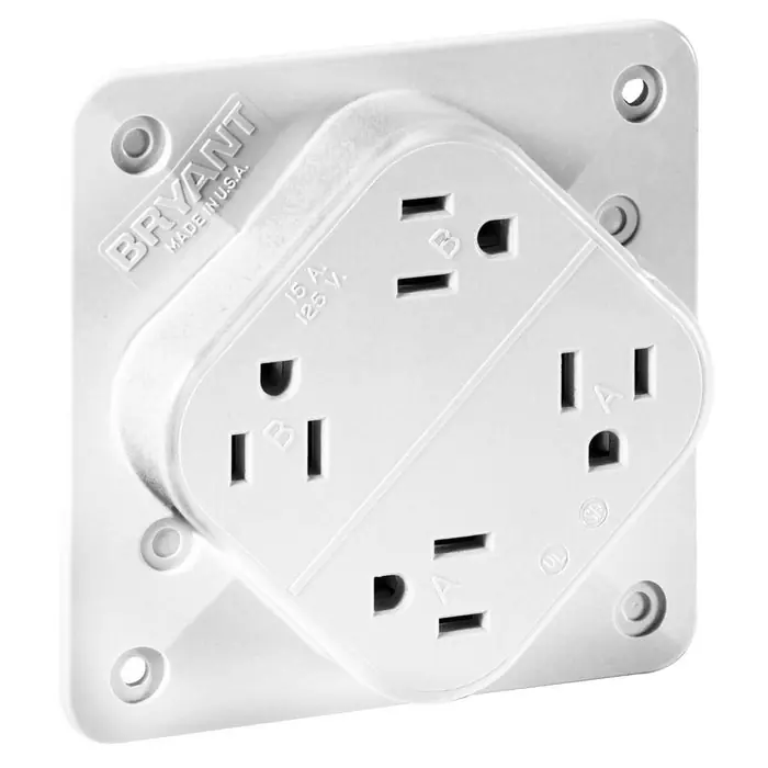 Bryant 1254W Quad-PLEX Receptacles 15A 125V 5-15R
