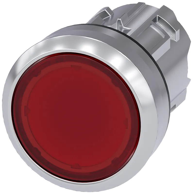 Siemens 3SU10510AB200AA0 Illuminated Pushbutton, Momentary, Red, Flush