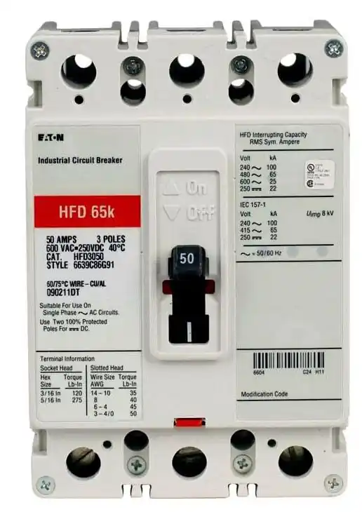 Eaton HFD3025L CH Series C NEMA F-Frame Molded Case Circuit Breaker 25 A