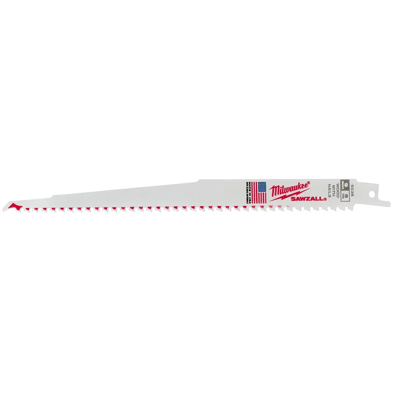 Milwaukee 48-00-5036 Sawzall Reciprocating Saw Blade, 9 Inch L, 3/4 Inch W (5 Pack)
