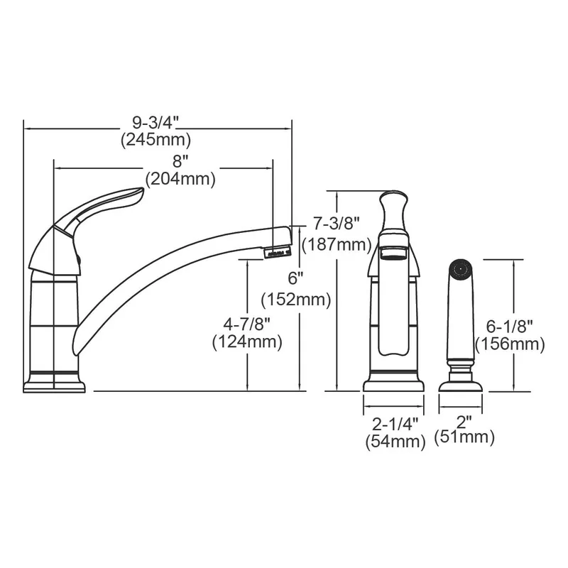 Elkay LK1501CR Everyday Two Hole Deck Mount Kitchen Faucet with Lever Handle and Side Spray