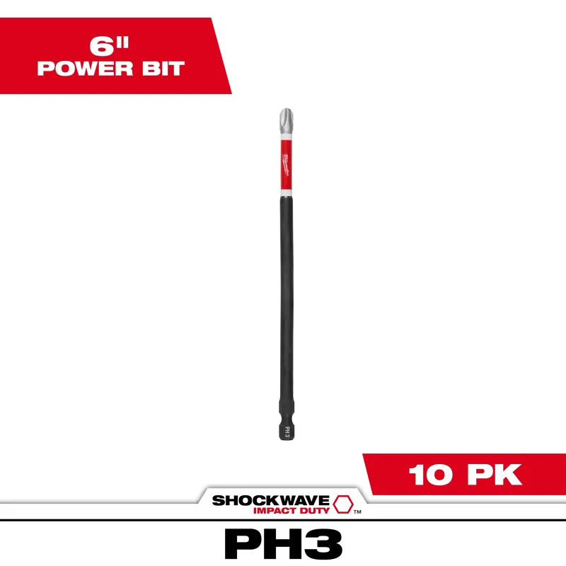 Milwaukee 48-32-4808 Ph#3 Power Bit (6 inches Oal, 1/4 He)