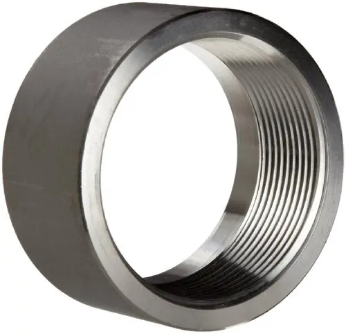 Merit Brass 411BH-02 Stainless Steel 304 Pipe Fitting, Half Coupling, Class 1000, 1/8 inches NPT Female X Plain