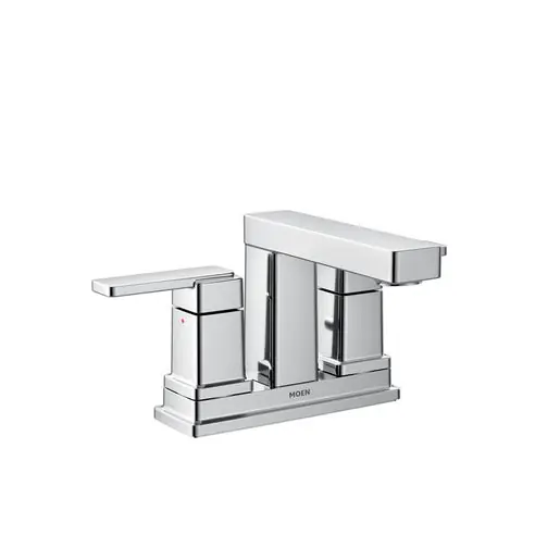 Moen 6815 Lavatory Faucet Iver Centerset 4 Inch Spread 2 Lever ADA WaterSense Chrome 1.0 Gallons per Minute Rigid Pop-Up 3 Hole
