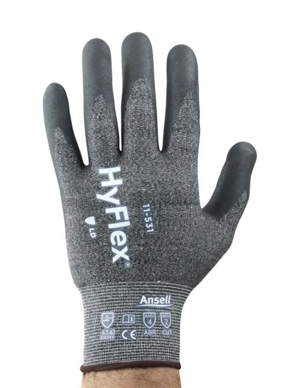Ansell 11531080 HyFlex 11-531 Ultralight Weight, 18-Gauge, Light Duty Gloves, Palm Dipped