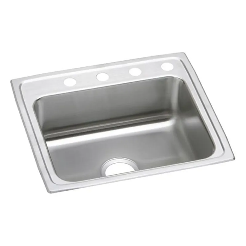Elkay LRAD2521401 Lustertone Classic Stainless Steel 25 inches x 21-1/4 inches x 4 inches Single Bowl Drop-in ADA Sink
